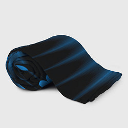 Плед флисовый Сине-черный градиент в полоску, цвет: 3D-велсофт — фото 2