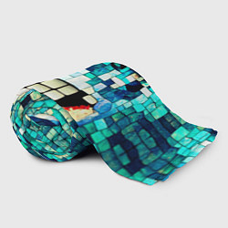 Плед флисовый Смайлик из бирюзовой мазайке, цвет: 3D-велсофт — фото 2