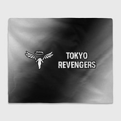 Плед флисовый Tokyo Revengers glitch на темном фоне: надпись и с, цвет: 3D-велсофт