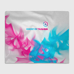 Плед флисовый Ghost of Tsushima neon gradient style: символ свер, цвет: 3D-велсофт