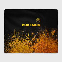 Плед флисовый Pokemon - gold gradient: символ сверху, цвет: 3D-велсофт