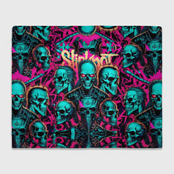Плед флисовый Slipknot на фоне рок черепов, цвет: 3D-велсофт