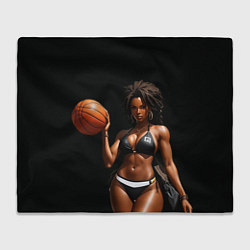 Плед флисовый Девушка с баскетбольным мячом, цвет: 3D-велсофт