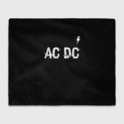 Плед флисовый AC DC glitch на темном фоне: символ сверху, цвет: 3D-велсофт