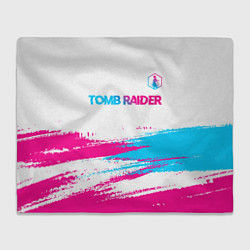 Плед флисовый Tomb Raider neon gradient style посередине, цвет: 3D-велсофт