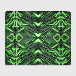 Плед флисовый Кибер неоновая броня зелёная, цвет: 3D-велсофт