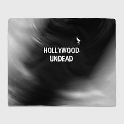 Плед флисовый Hollywood Undead glitch на темном фоне посередине, цвет: 3D-велсофт