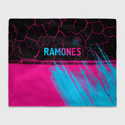 Плед флисовый Ramones - neon gradient посередине, цвет: 3D-велсофт