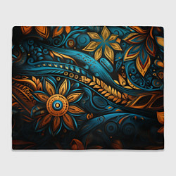 Плед флисовый Узор с растительными элементами, цвет: 3D-велсофт