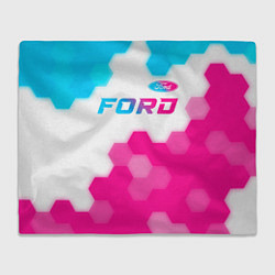 Плед флисовый Ford neon gradient style посередине, цвет: 3D-велсофт