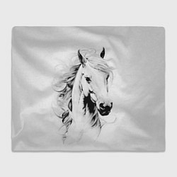 Плед флисовый Лошадь белая на ветру, цвет: 3D-велсофт