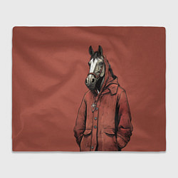 Плед флисовый Конь в красном пальто, цвет: 3D-велсофт