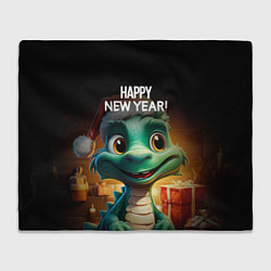 Плед флисовый Happy new year green drogon, цвет: 3D-велсофт