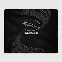 Плед флисовый Jaguar speed на темном фоне со следами шин, цвет: 3D-велсофт