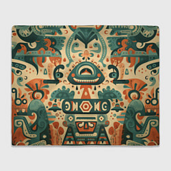 Плед флисовый Абстрактный узор в мексиканском фолк-арт стиле, цвет: 3D-велсофт