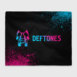 Плед флисовый Deftones - neon gradient по-горизонтали, цвет: 3D-велсофт