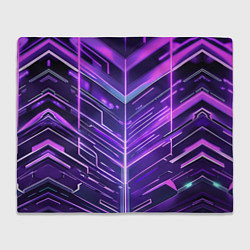 Плед флисовый Фиолетовые неон полосы киберпанк, цвет: 3D-велсофт