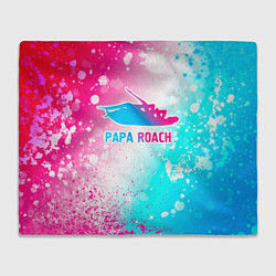 Плед флисовый Papa Roach neon gradient style, цвет: 3D-велсофт