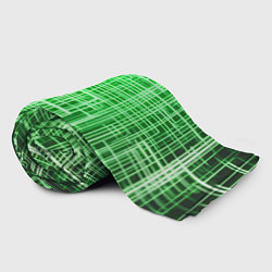 Плед флисовый Зелёные неоновые полосы киберпанк, цвет: 3D-велсофт — фото 2