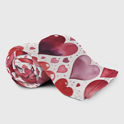 Плед флисовый Паттерн акварельные сердечки, цвет: 3D-велсофт — фото 2