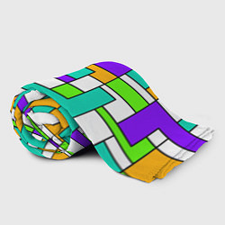 Плед флисовый Геометрический зелёно-фиолетовый, цвет: 3D-велсофт — фото 2