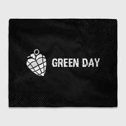 Плед флисовый Green Day glitch на темном фоне по-горизонтали, цвет: 3D-велсофт