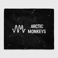 Плед флисовый Arctic Monkeys glitch на темном фоне по-горизонтал, цвет: 3D-велсофт
