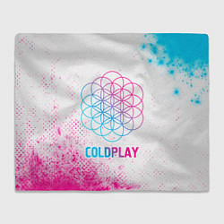 Плед флисовый Coldplay neon gradient style, цвет: 3D-велсофт