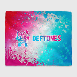 Плед флисовый Deftones neon gradient style по-горизонтали, цвет: 3D-велсофт