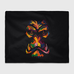 Плед флисовый Морда гориллы поп-арт, цвет: 3D-велсофт