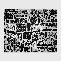 Плед флисовый Билли Айлиш автографы черно белый, цвет: 3D-велсофт