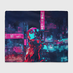 Плед Девушка в неоном свете