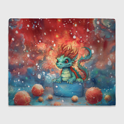 Плед флисовый Новогодний маленький дракон символ 2024, цвет: 3D-велсофт