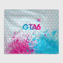 Плед флисовый GTA6 neon gradient style посередине, цвет: 3D-велсофт