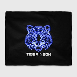 Плед флисовый Tiger neon art, цвет: 3D-велсофт