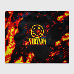 Плед флисовый Nirvana rock огненное лого лава, цвет: 3D-велсофт