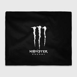 Плед флисовый Monster energy белое лого, цвет: 3D-велсофт