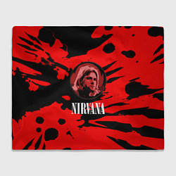 Плед флисовый Nirvana красные краски рок бенд, цвет: 3D-велсофт