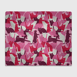 Плед флисовый Розовый кошачий камуфляж, цвет: 3D-велсофт