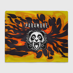 Плед флисовый Paramore рок панда и огонь, цвет: 3D-велсофт
