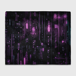 Плед флисовый Киберпанк светящиеся фиолетовые элементы, цвет: 3D-велсофт