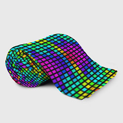 Плед флисовый Разноцветные квадраты на чёрном фоне, цвет: 3D-велсофт — фото 2