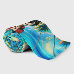 Плед флисовый Ван Пис - Луффи и пальмы, цвет: 3D-велсофт — фото 2