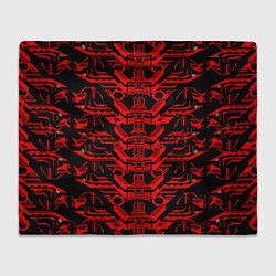 Плед флисовый Красная техно-броня на чёрном фоне, цвет: 3D-велсофт