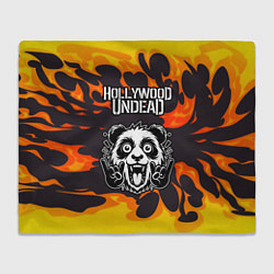 Плед флисовый Hollywood Undead рок панда и огонь, цвет: 3D-велсофт