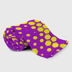 Плед флисовый Желтые соты на фиолетовом фоне, цвет: 3D-велсофт — фото 2