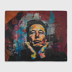 Плед флисовый Илон Маск граффити портрет, цвет: 3D-велсофт