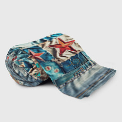 Плед флисовый Пэчворк джинсы из СССР, цвет: 3D-велсофт — фото 2