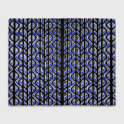 Плед флисовый Чёрно-синий паттерн конструкция, цвет: 3D-велсофт