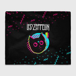 Плед флисовый Led Zeppelin - rock star cat, цвет: 3D-велсофт
